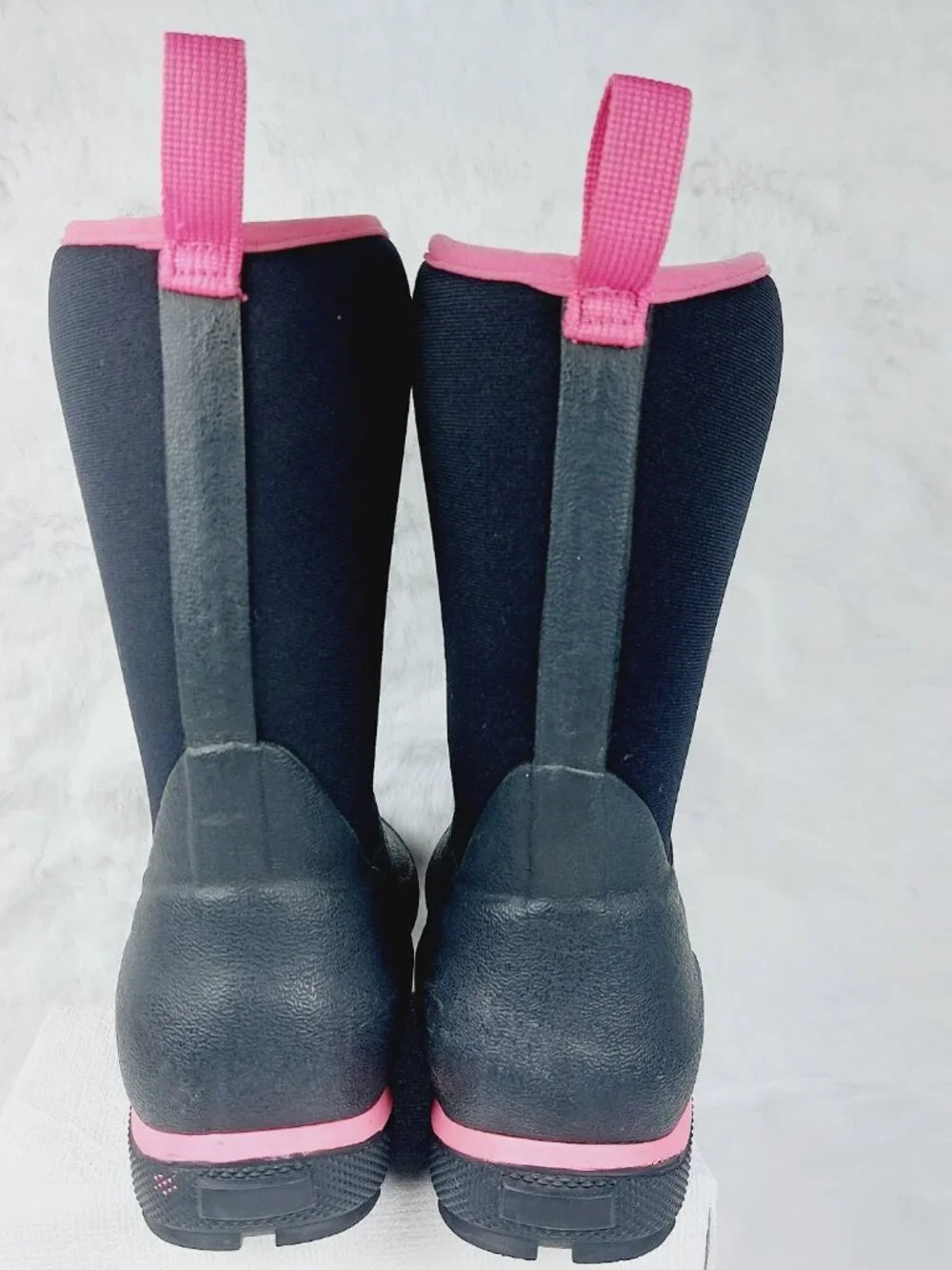 Muck Girl's Black Pink Element Rain Rubber Mid-Calf Rain Boots Size 1